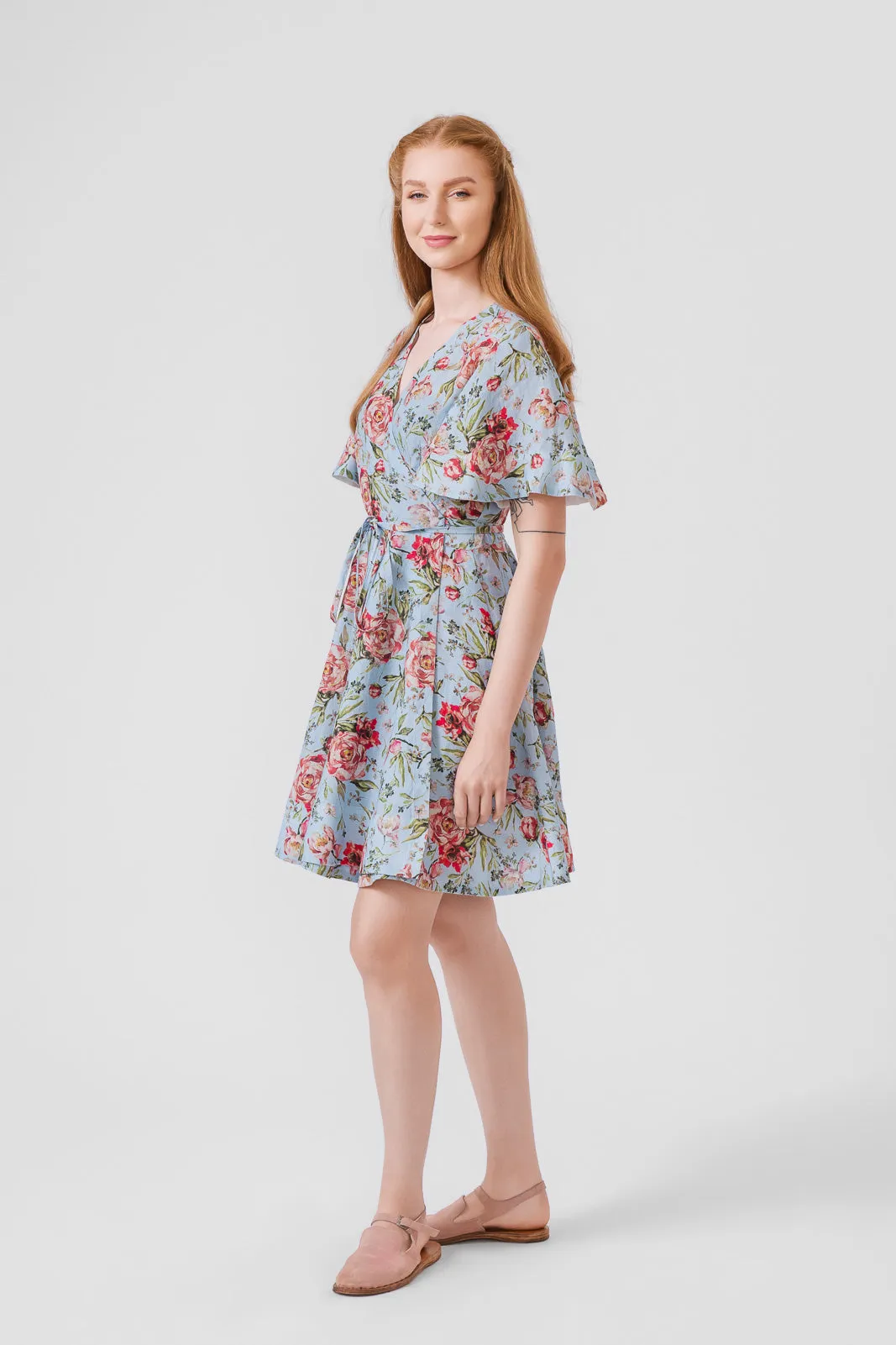 Mini Wrap Dress, Butterfly Sleeve sold by Son de Flor product image thumbnail 4