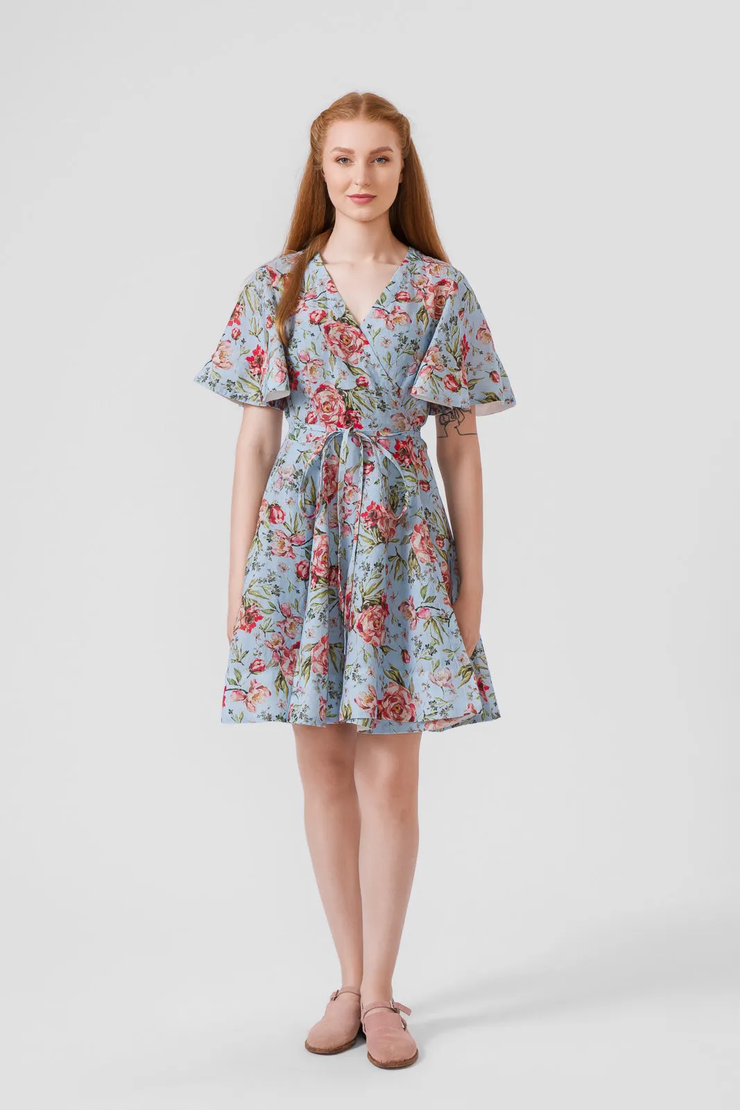Mini Wrap Dress, Butterfly Sleeve sold by Son de Flor product image thumbnail 3