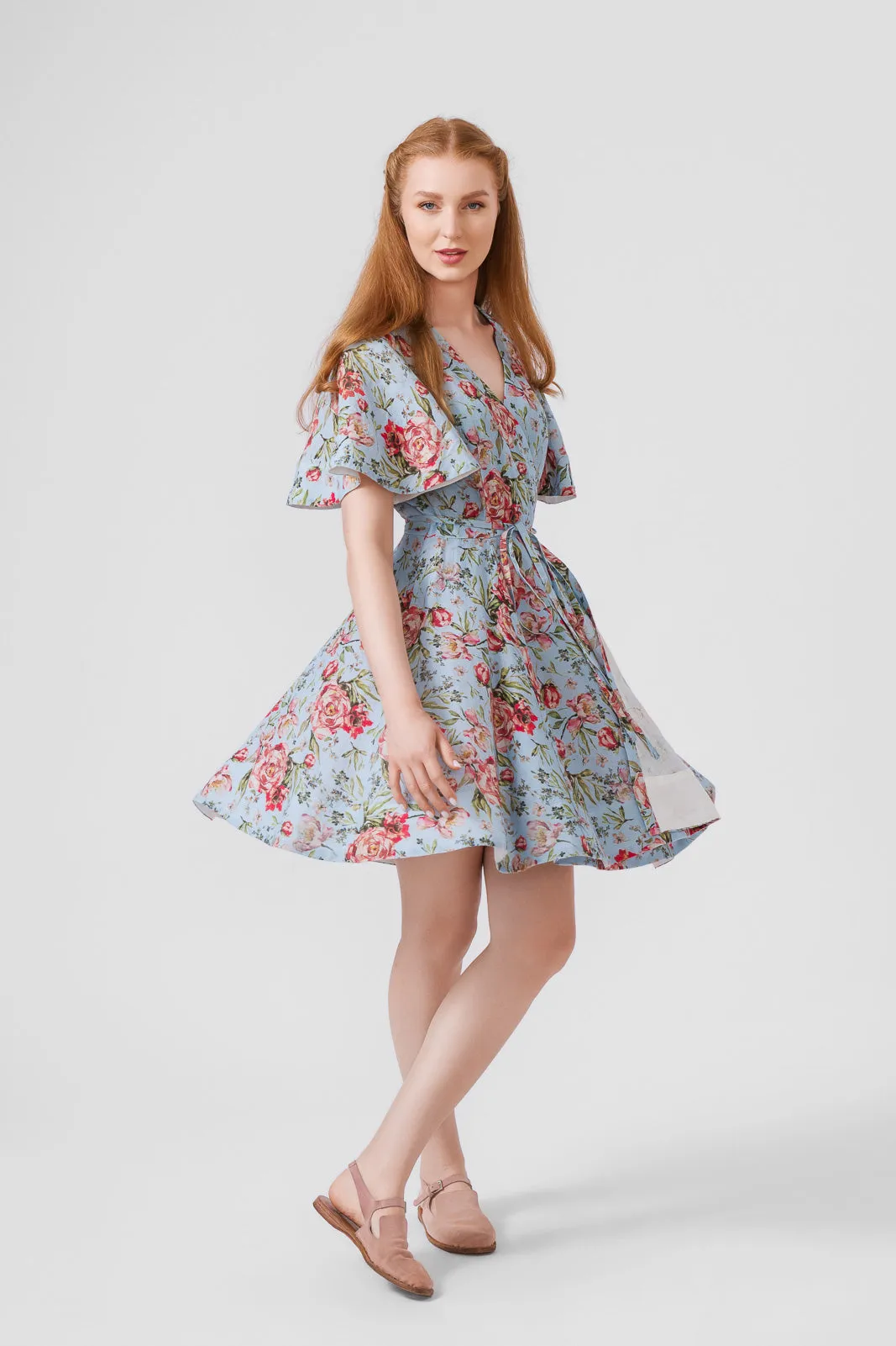 Mini Wrap Dress, Butterfly Sleeve sold by Son de Flor product image thumbnail 5
