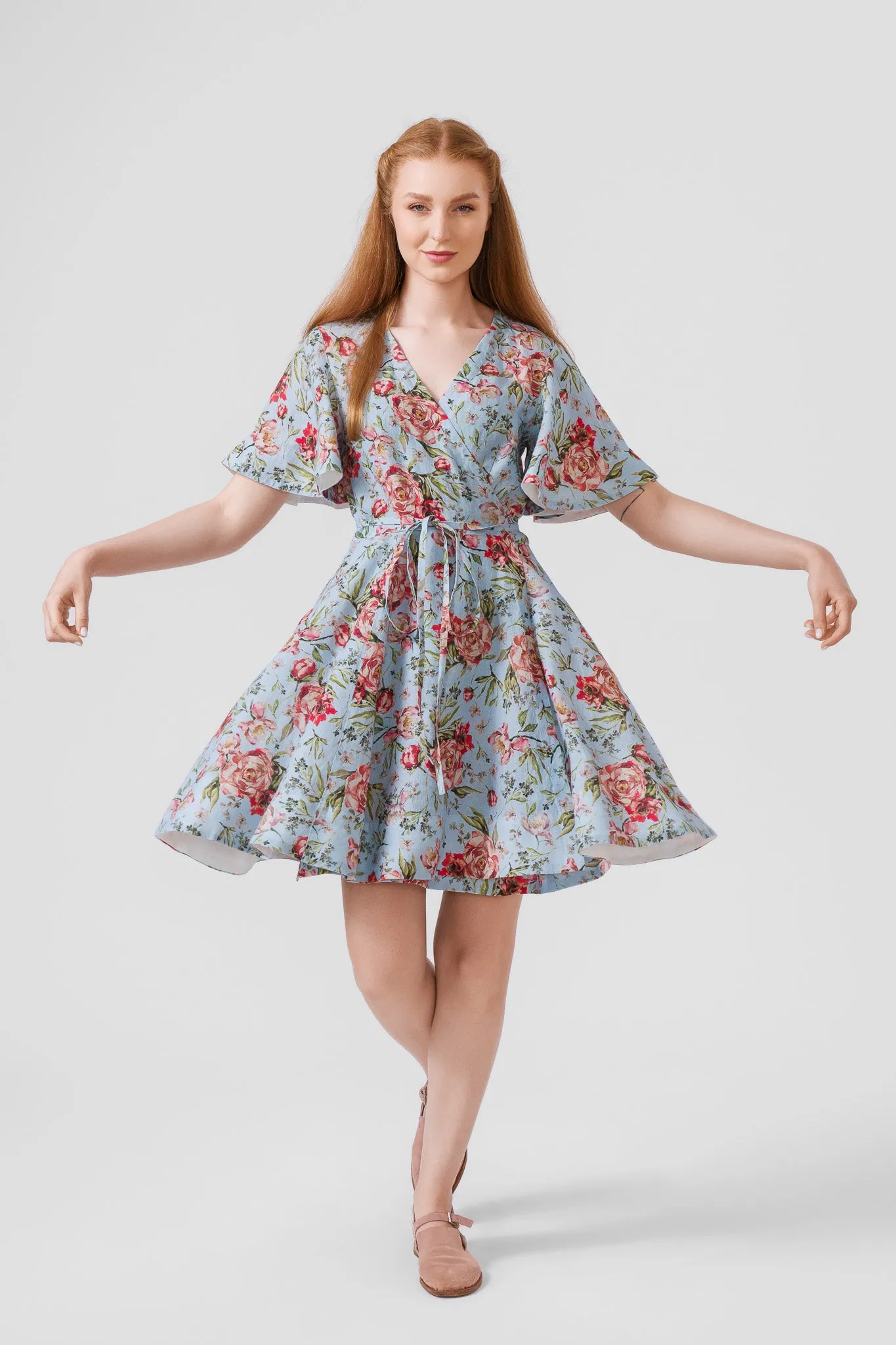 Mini Wrap Dress, Butterfly Sleeve sold by Son de Flor