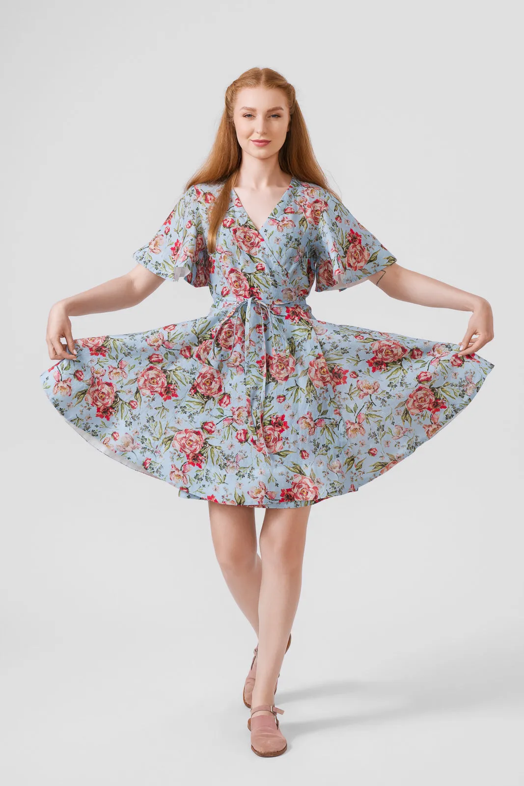 Mini Wrap Dress, Butterfly Sleeve sold by Son de Flor product image thumbnail 2