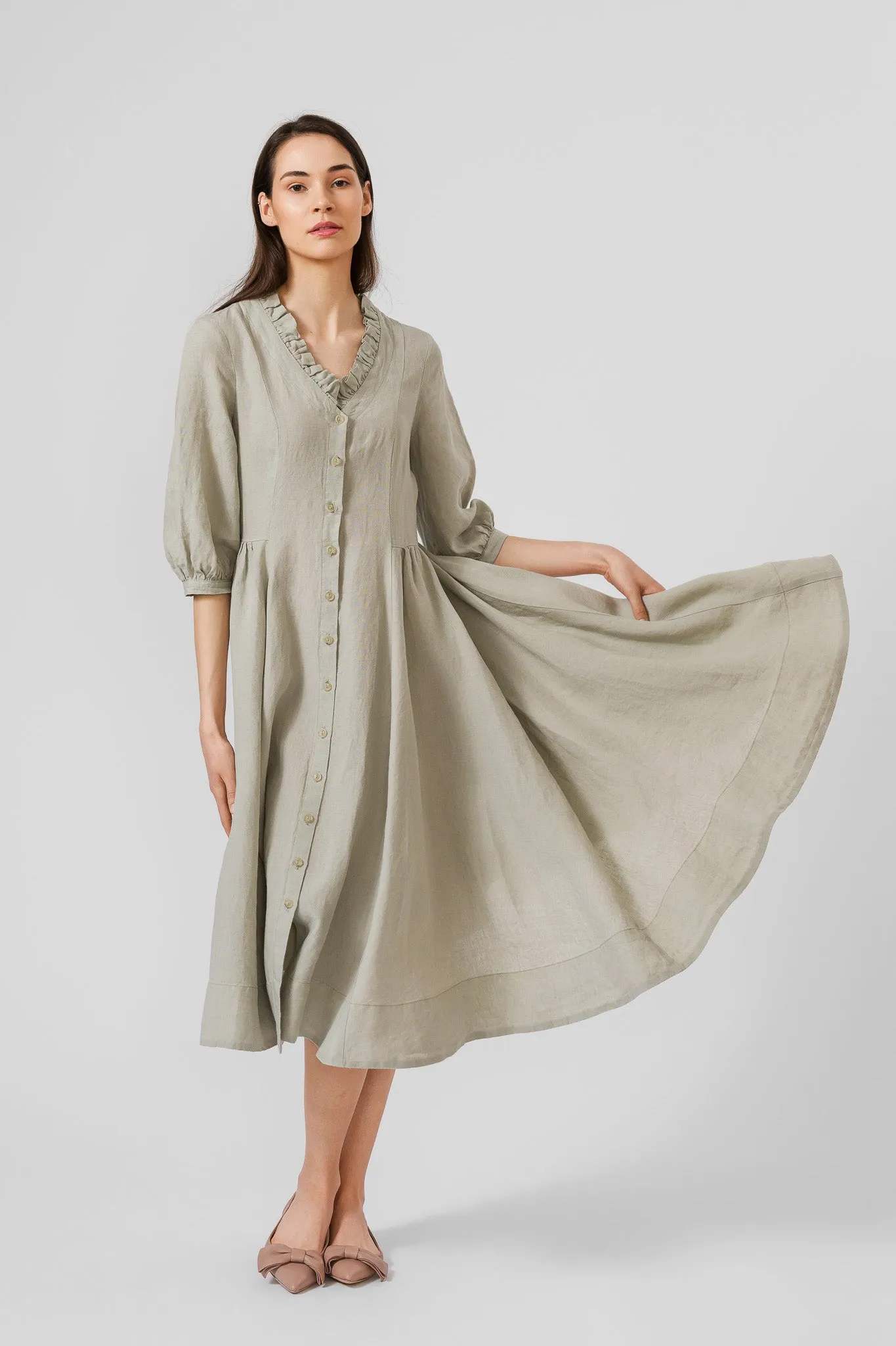 Ophelia Dress, 3/4 Sleeve, Mint sold by Son de Flor product image thumbnail 4