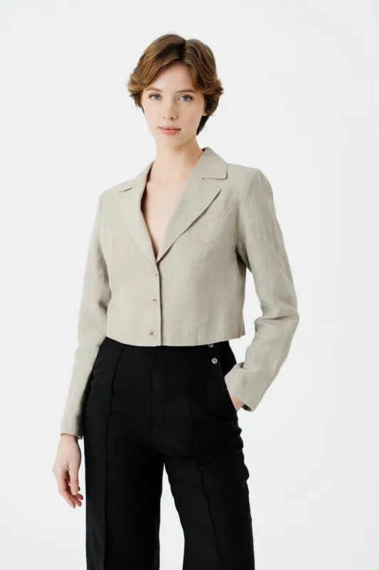 Stella Jacket, Natural Linen sold by Son de Flor
