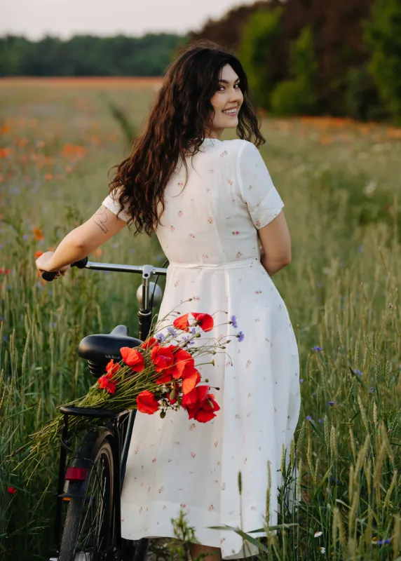Wrap Dress, Short Sleeve, Apple Blossom sold by Son de Flor