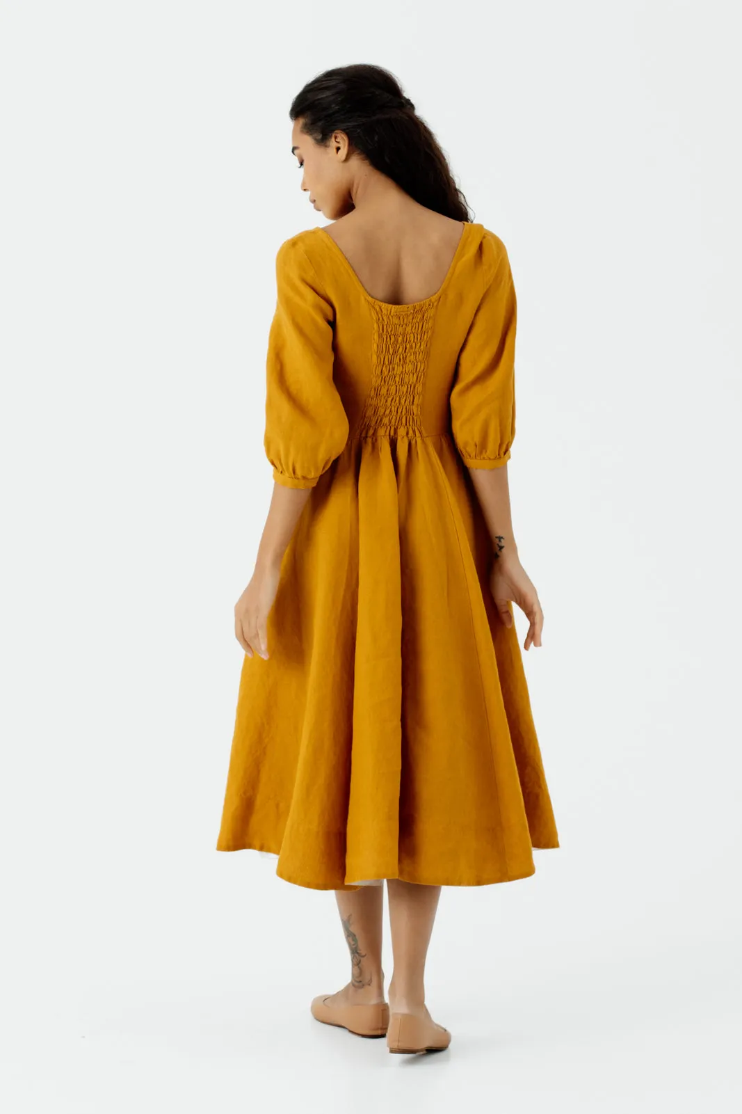 Carmen Dress, 3/4 Sleeve, Marigold sold by Son de Flor product image thumbnail 5