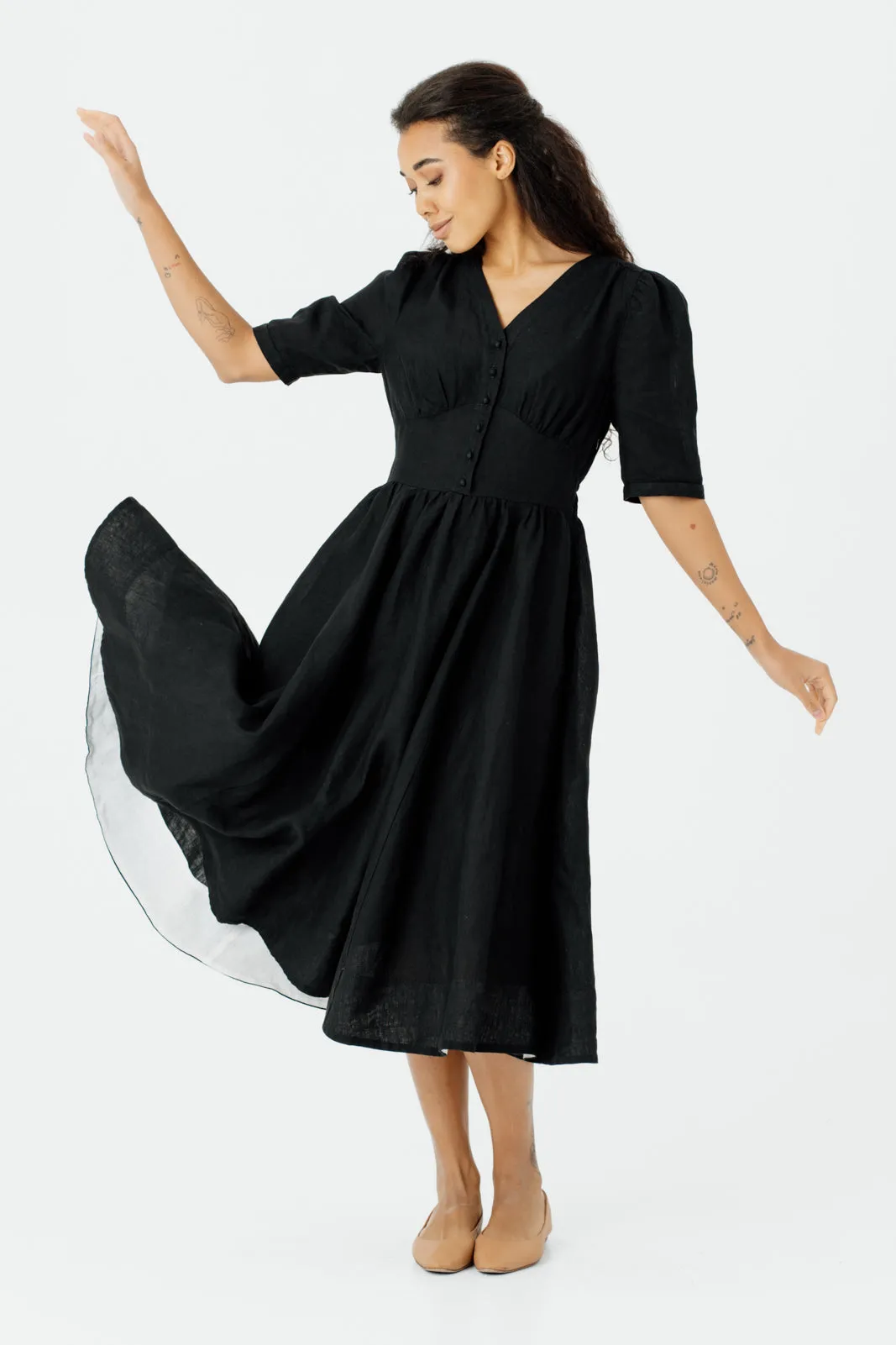 Diane Dress, Puffed Sleeve sold by Son de Flor product image thumbnail 4