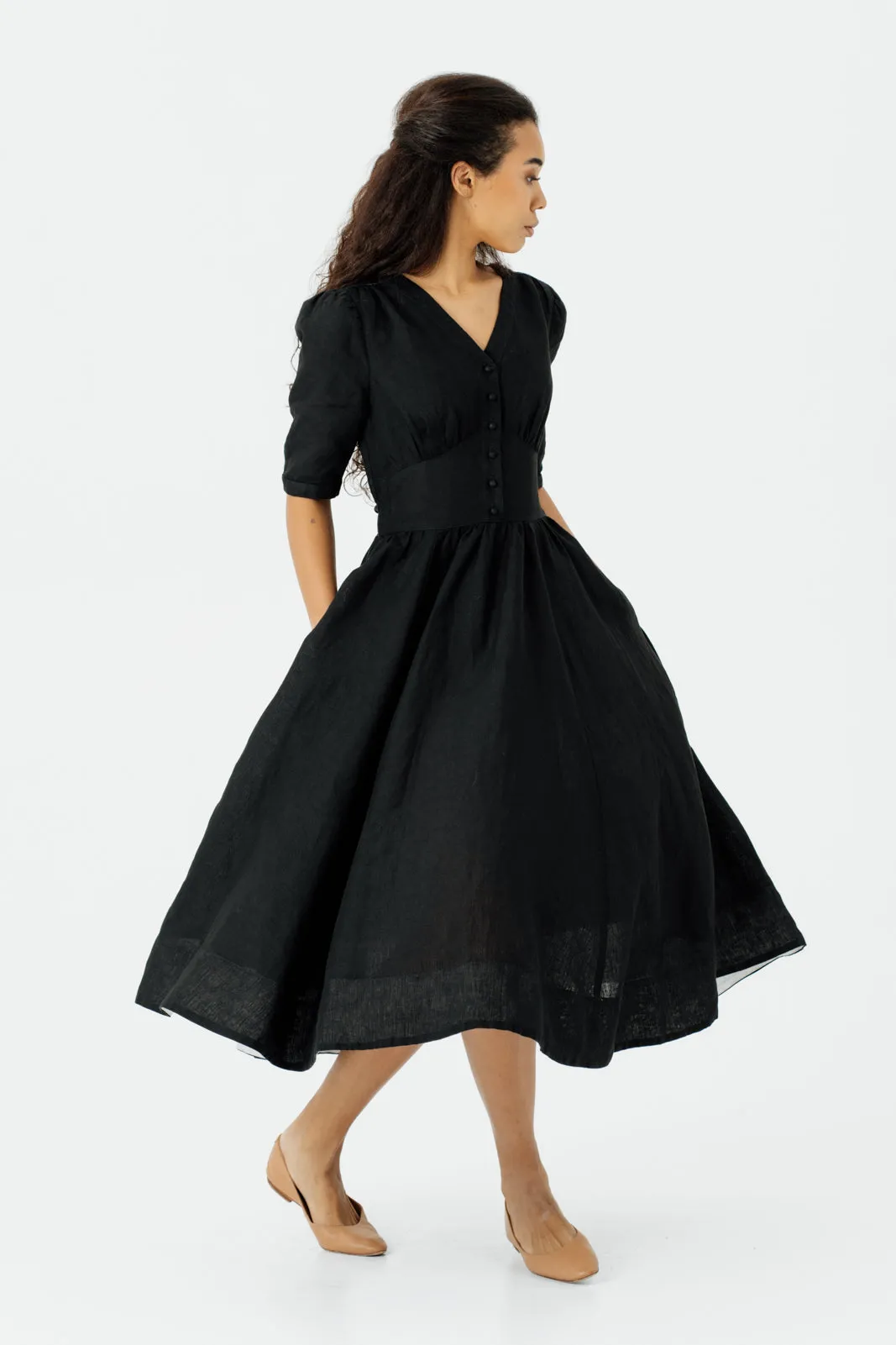 Diane Dress, Puffed Sleeve sold by Son de Flor product image thumbnail 3