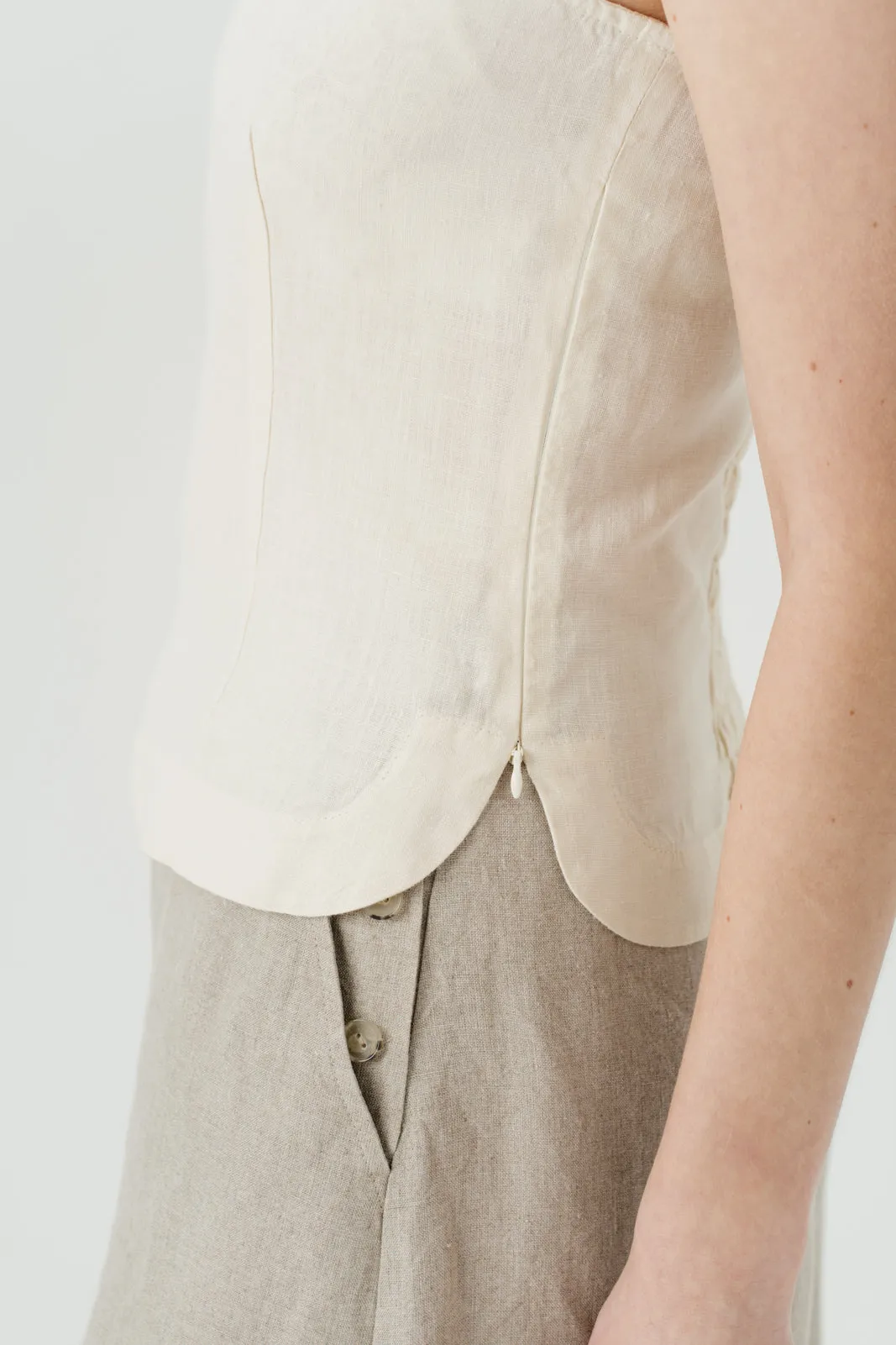 Carmen Top, Ruffle Sleeve, Hemp, Milky White sold by Son de Flor product image thumbnail 5