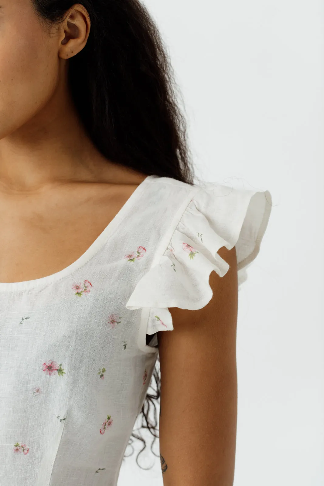 Carmen Top, Ruffle Sleeve, Apple Blossom sold by Son de Flor product image thumbnail 5