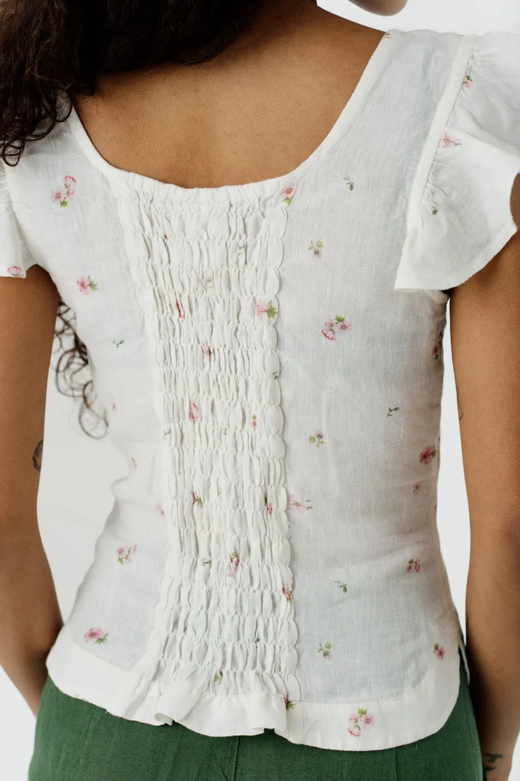 Carmen Top, Ruffle Sleeve, Apple Blossom sold by Son de Flor product image thumbnail 4