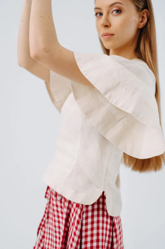 Butterfly Sleeve Shirt, Hemp, Milky White sold by Son de Flor