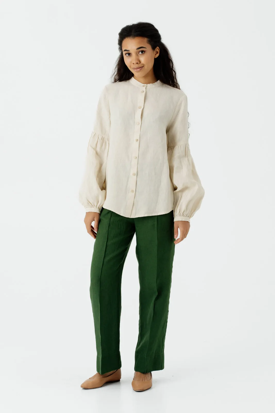 Amber Shirt, Long Sleeve, Hemp, Milky White sold by Son de Flor product image thumbnail 3