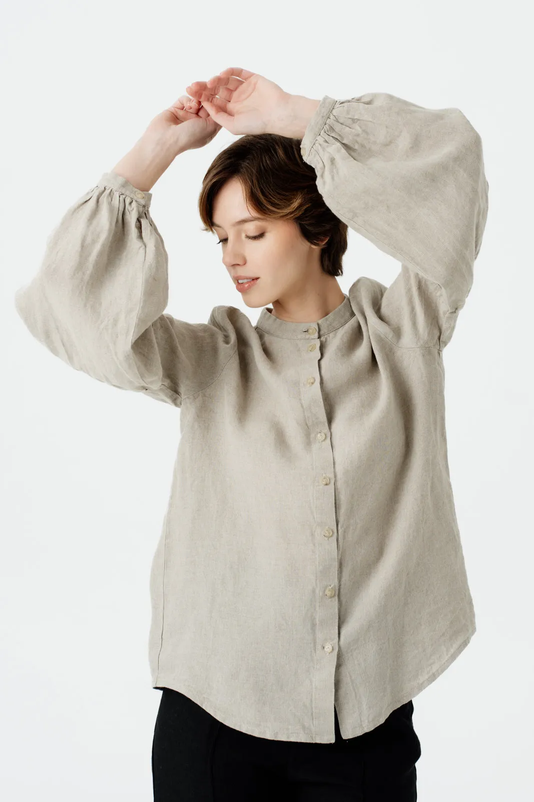 Amber Shirt, Long Sleeve, Natural Linen sold by Son de Flor