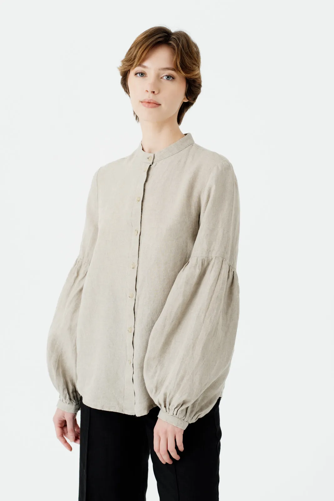 Amber Shirt, Long Sleeve, Natural Linen sold by Son de Flor product image thumbnail 3
