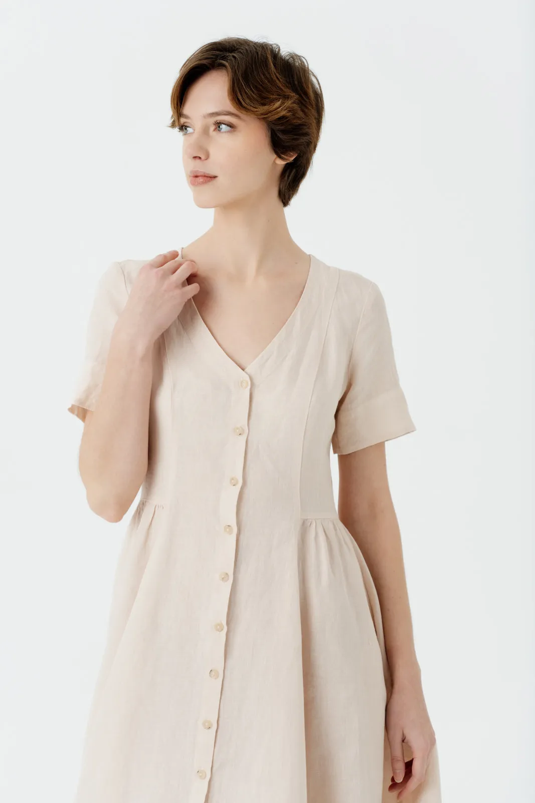 Agness Dress, Short Sleeve, Seashell White sold by Son de Flor