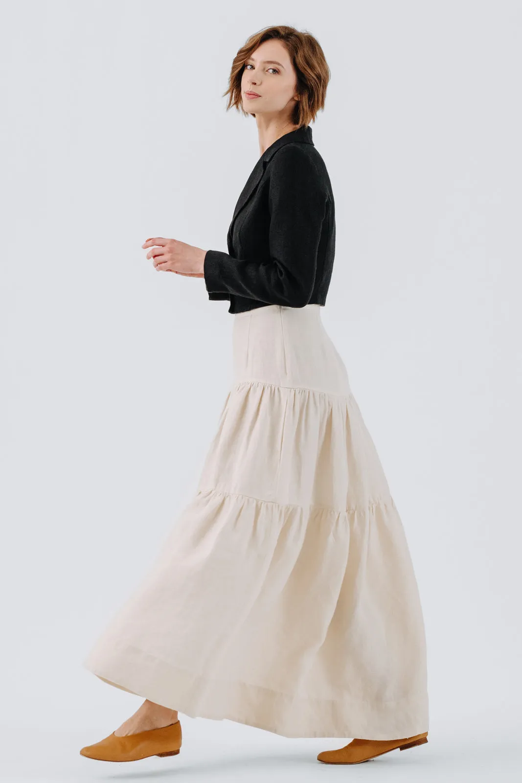 Tiered Skirt, Hemp, Milky White sold by Son de Flor product image thumbnail 3