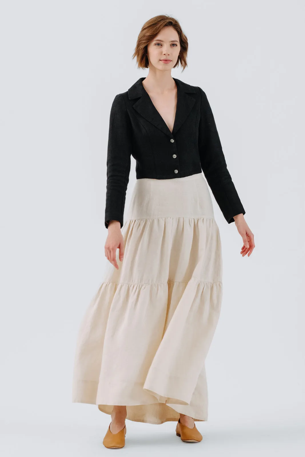 Tiered Skirt, Hemp, Milky White sold by Son de Flor product image thumbnail 5