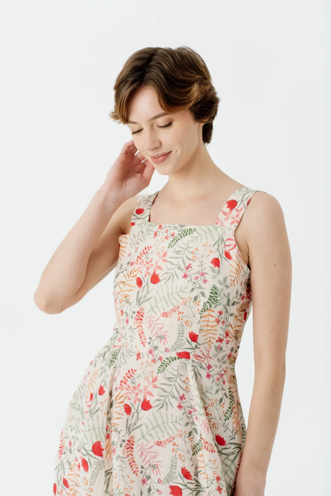 Pinafore Dress, Sleeveless, Whimsical Garden sold by Son de Flor product image thumbnail 3