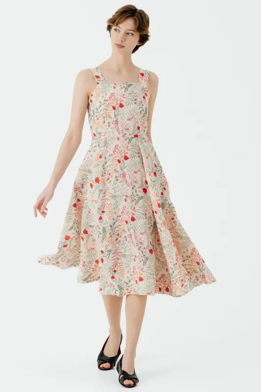 Pinafore Dress, Sleeveless, Whimsical Garden sold by Son de Flor