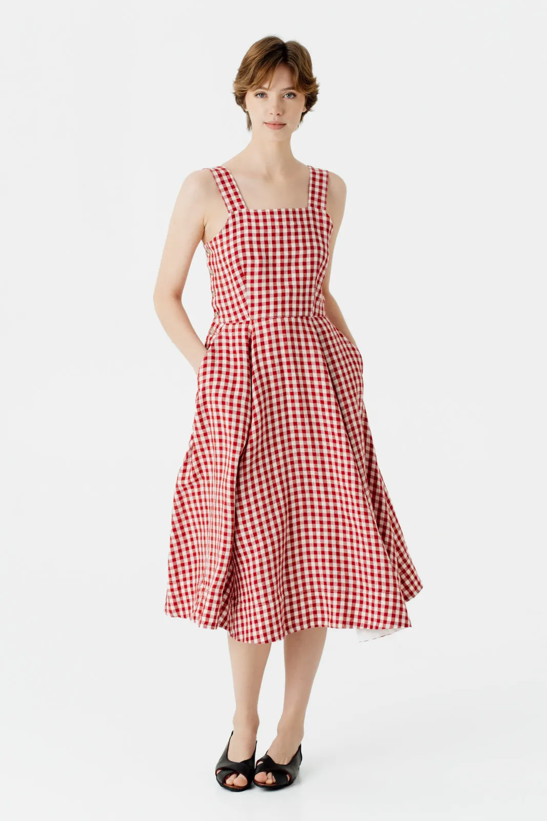 Pinafore – Sleeveless Linen Midi Dress sold by Son de Flor product image thumbnail 3