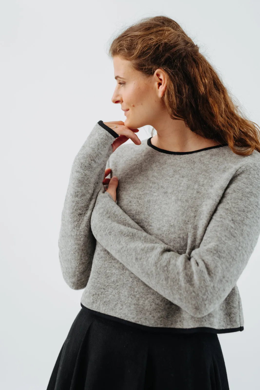 Crop Sweater, Wool, Light Grey sold by Son de Flor product image thumbnail 2