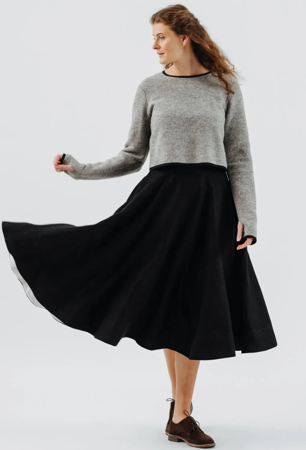 Crop Sweater, Wool, Light Grey sold by Son de Flor