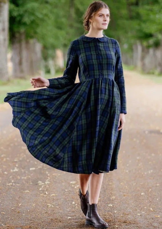 Classic Dress, Long Sleeve, Blue Tartan sold by Son de Flor