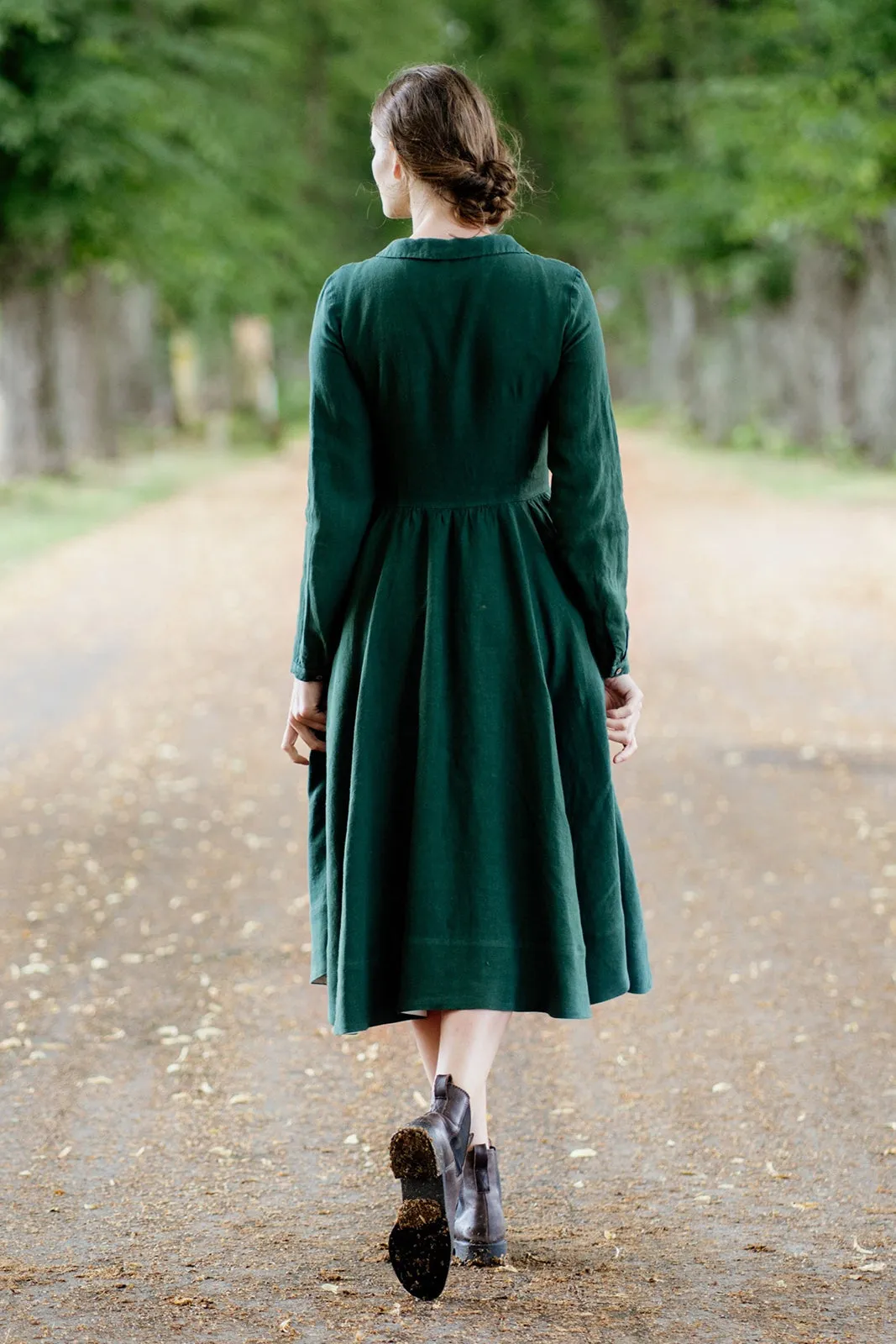 Classic – Long Sleeve Peter Pan Collar Linen Dress sold by Son de Flor product image thumbnail 5