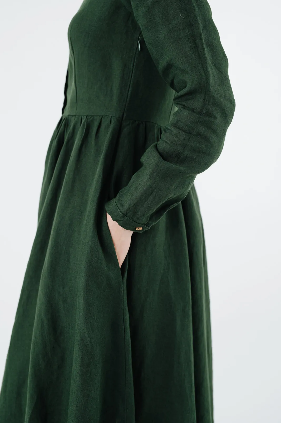 Classic Dress with Embroidered Hazelnut Collar, Long Sleeve sold by Son de Flor product image thumbnail 2