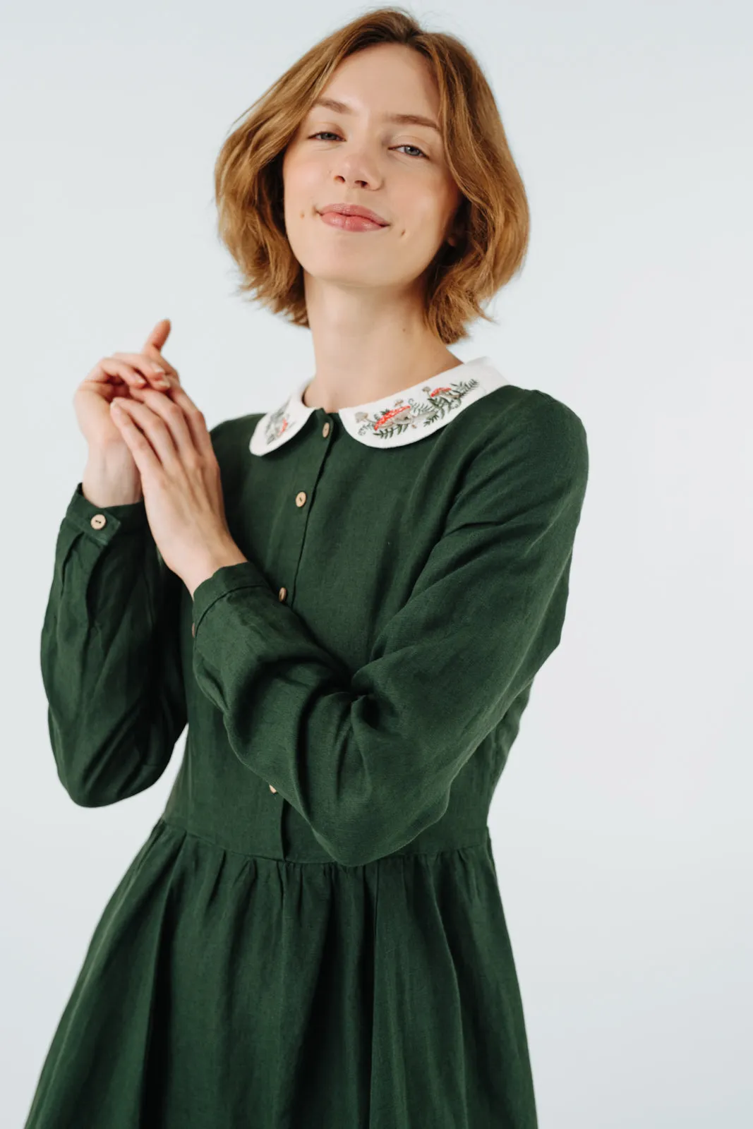 Classic Dress with Embroidered Wildwood Collar, Long Sleeve sold by Son de Flor product image thumbnail 2