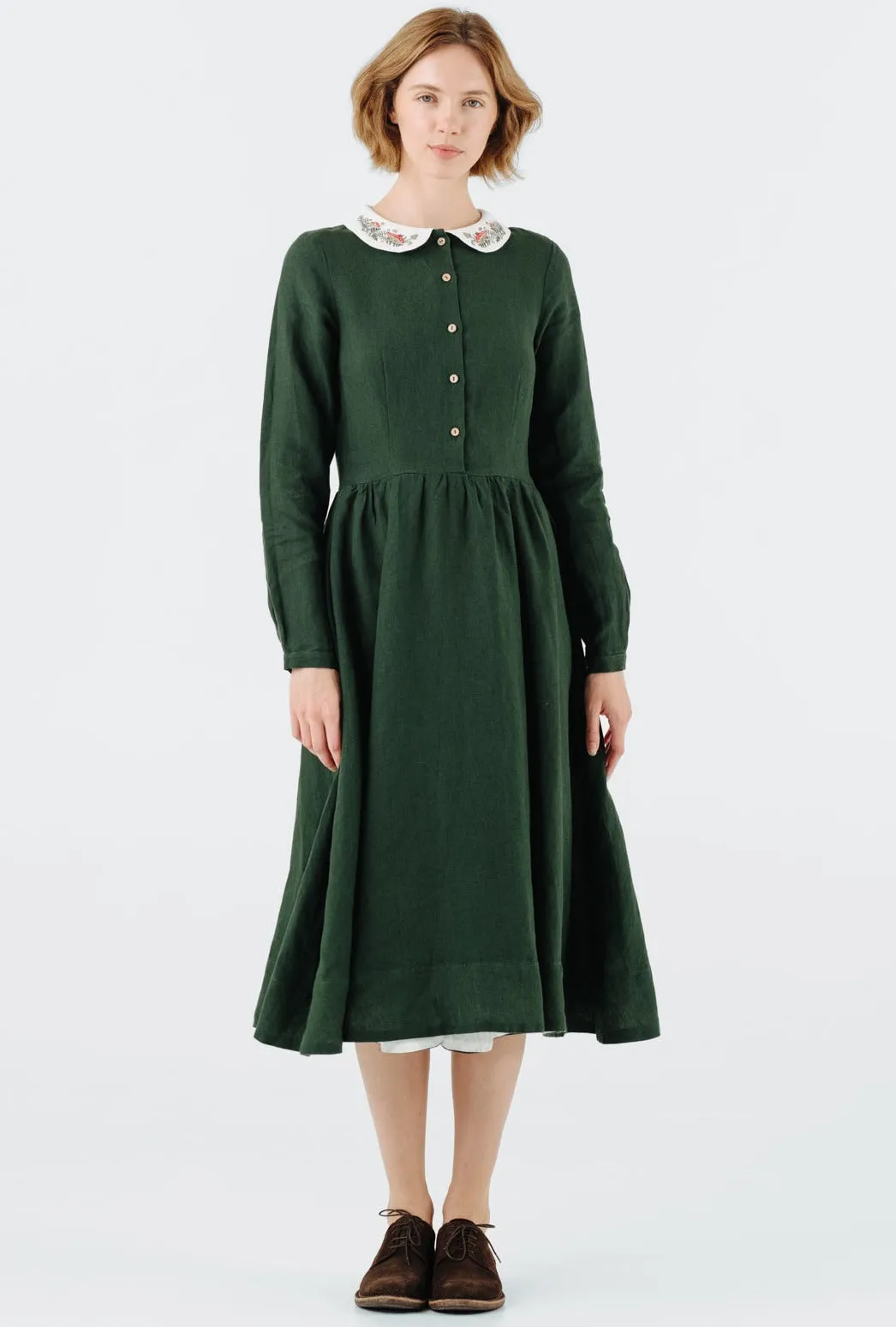 Classic Dress with Embroidered Wildwood Collar, Long Sleeve sold by Son de Flor product image thumbnail 4