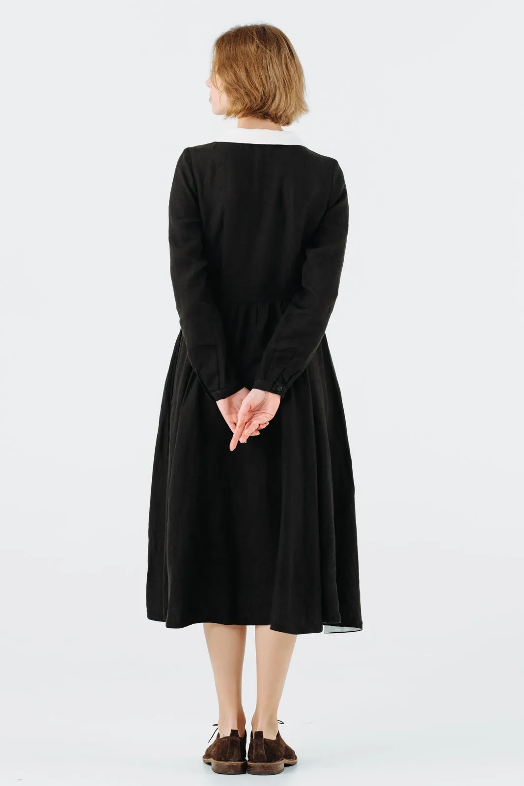 Classic Dress with Embroidered Hazelnut Collar, Long Sleeve sold by Son de Flor product image thumbnail 4