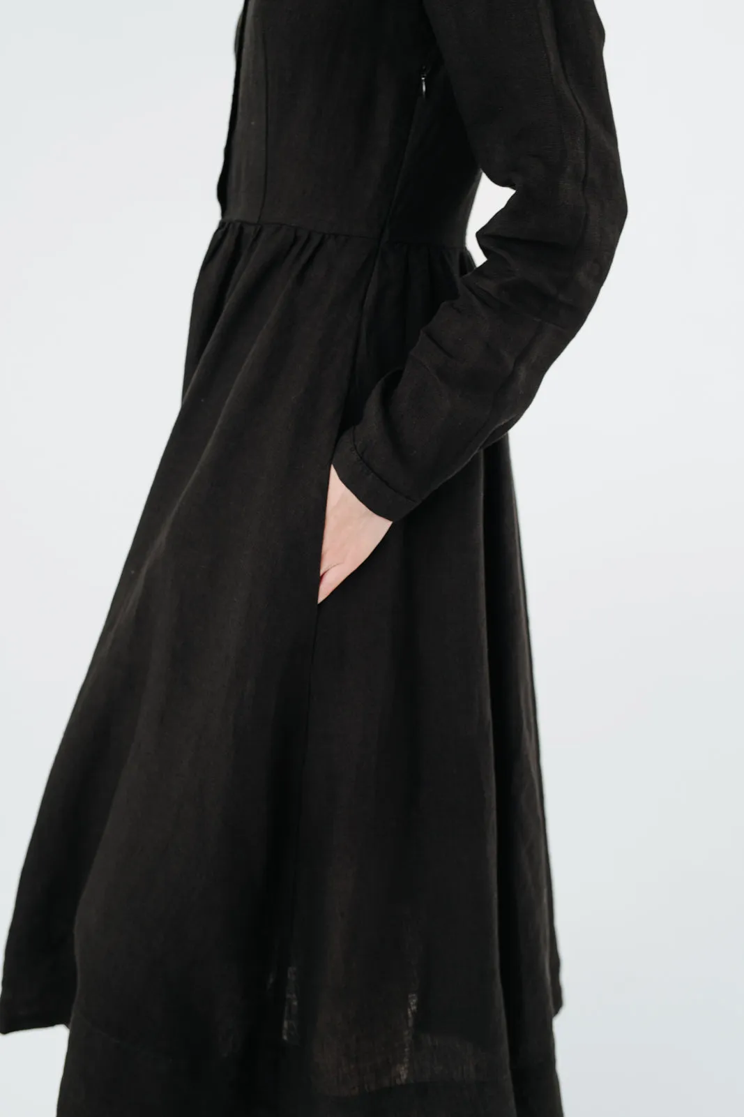 Classic Dress with Embroidered Golden Fields Collar, Long Sleeve sold by Son de Flor product image thumbnail 3