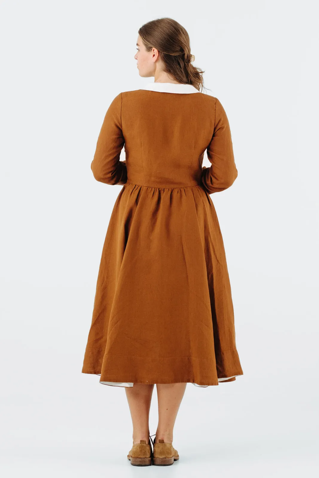 Classic Dress with Embroidered Golden Fields Collar, Long Sleeve sold by Son de Flor product image thumbnail 5