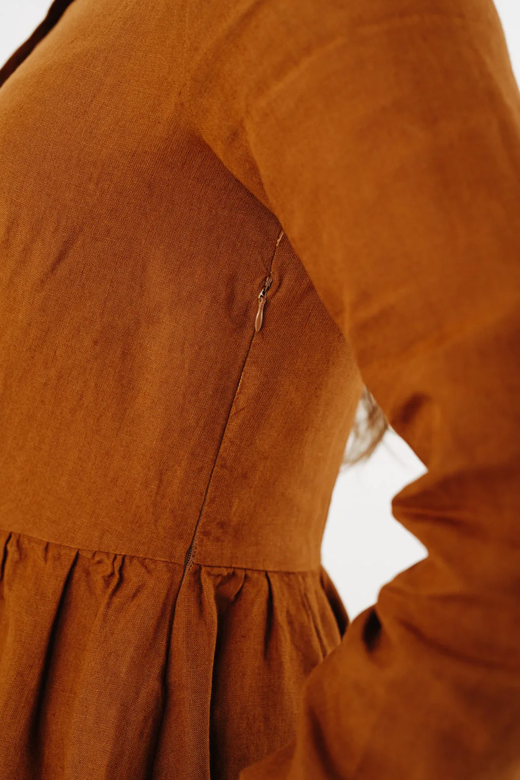 Classic Dress with Embroidered Golden Fields Collar, Long Sleeve sold by Son de Flor product image thumbnail 3