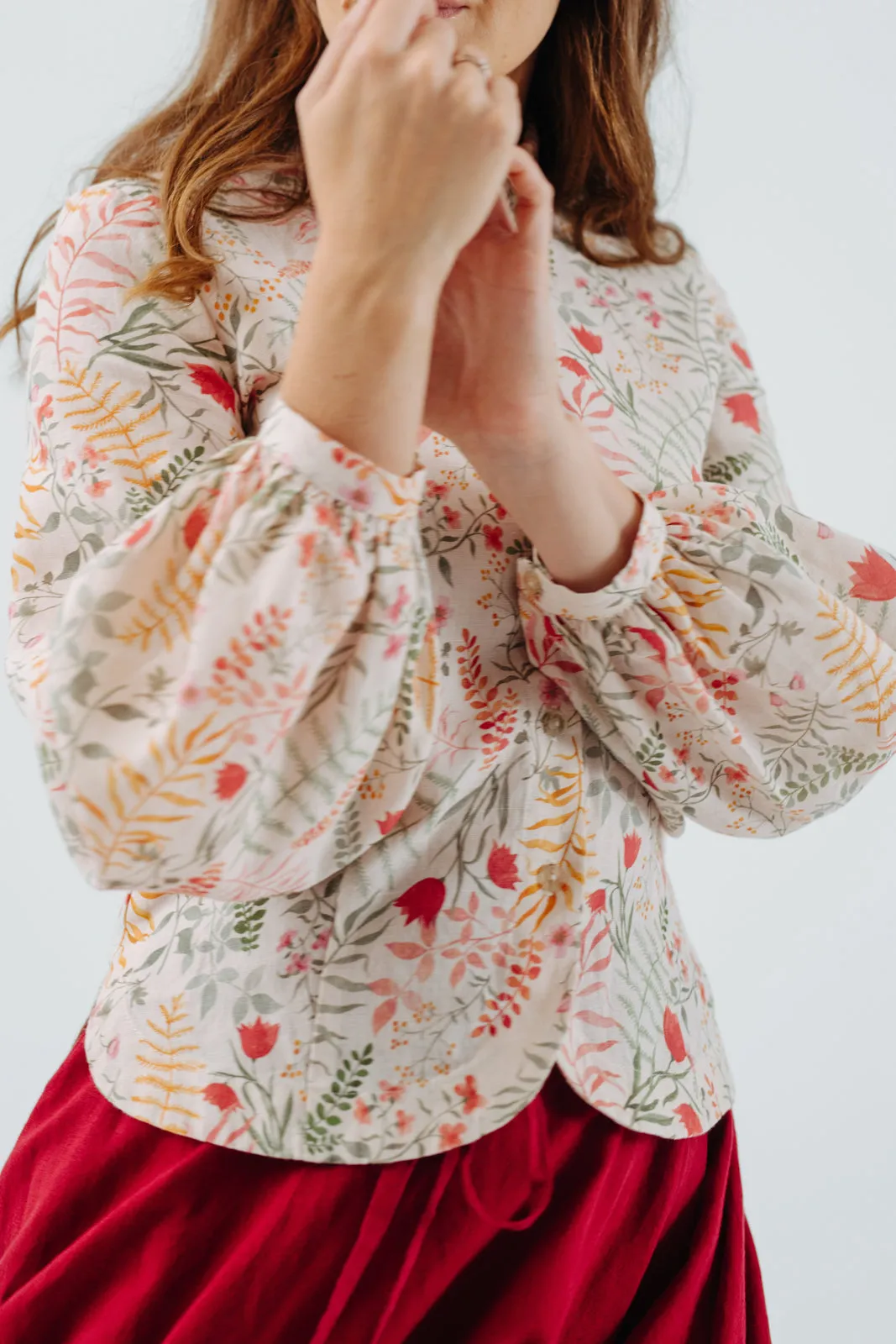 Fitted Sophie Shirt, Long Sleeve, Whimsical Garden sold by Son de Flor product image thumbnail 2