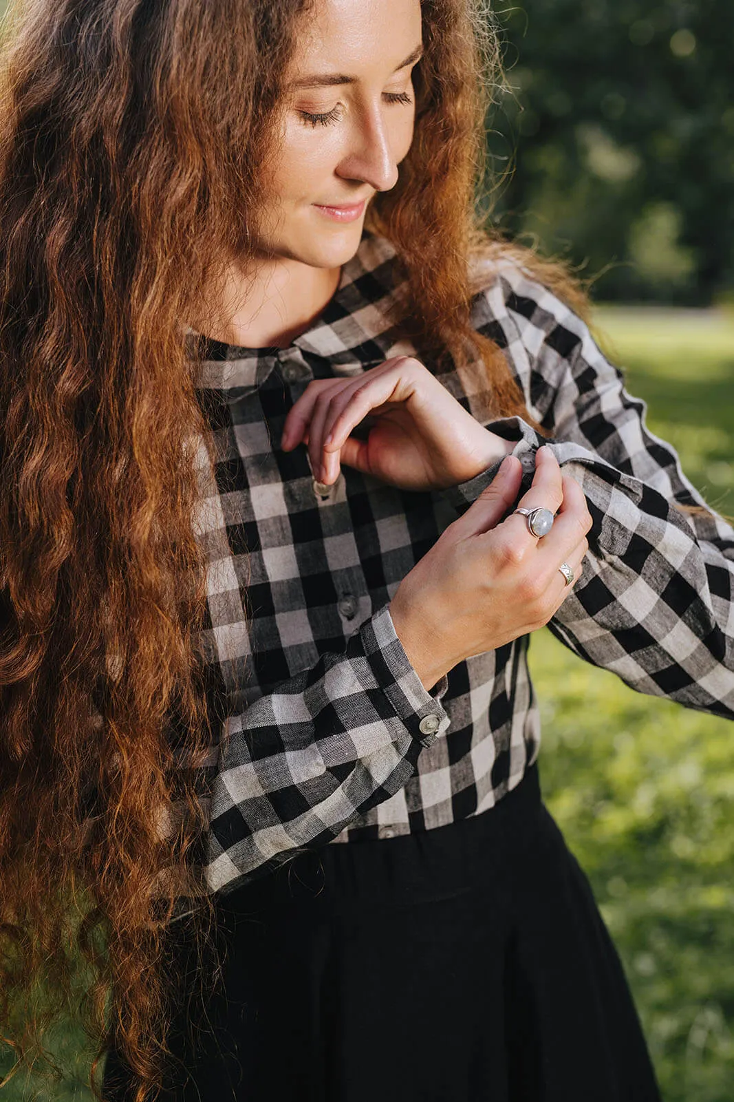 Classic Shirt, Long Sleeve, Black Checkers sold by Son de Flor product image thumbnail 3