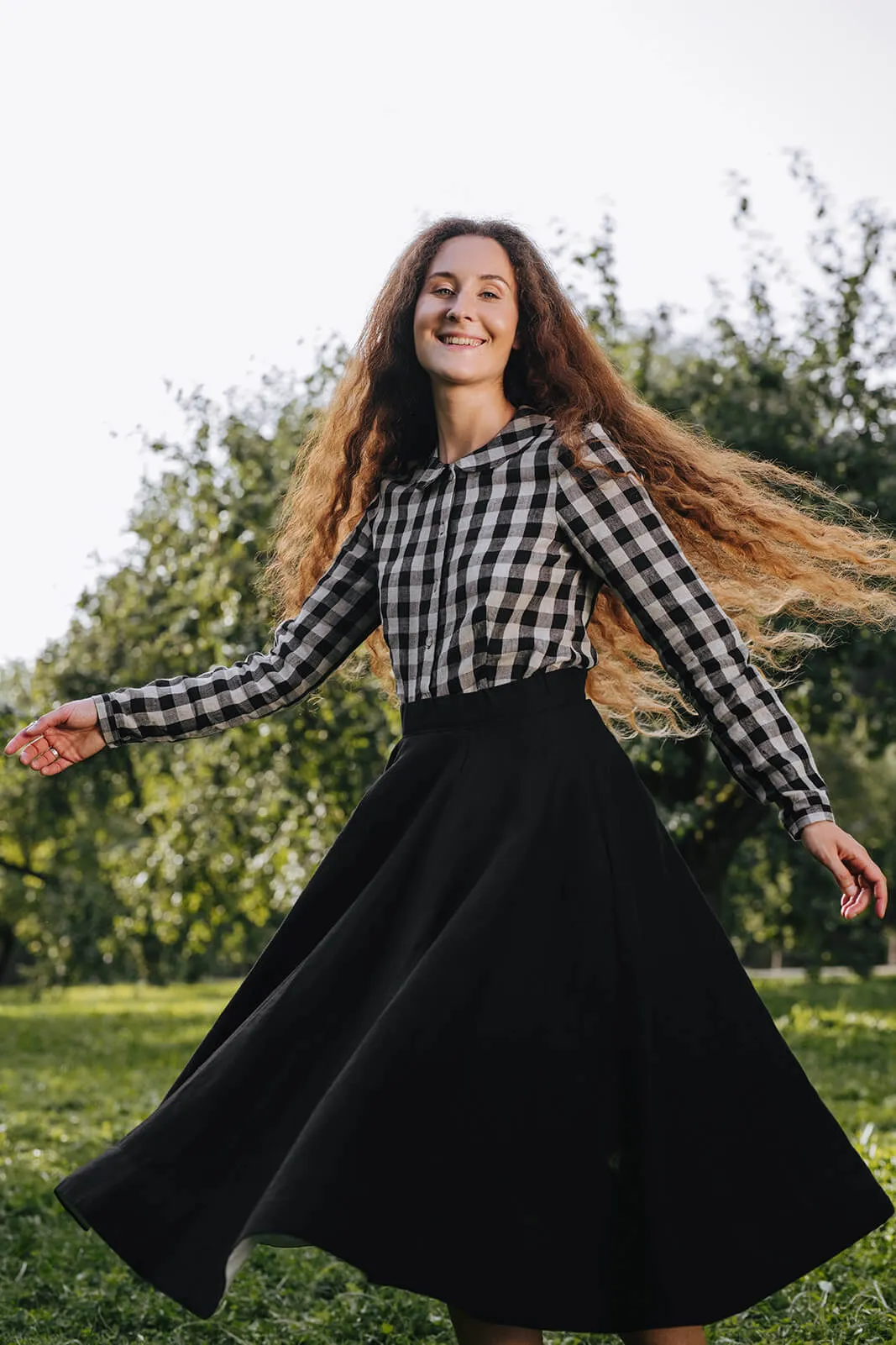 Classic Shirt, Long Sleeve, Black Checkers sold by Son de Flor product image thumbnail 5