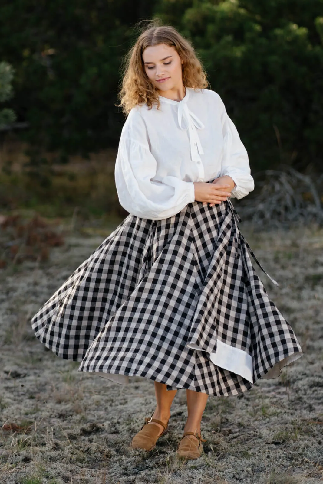 Clementine – Linen Shirt with Bow-Tie Collar sold by Son de Flor