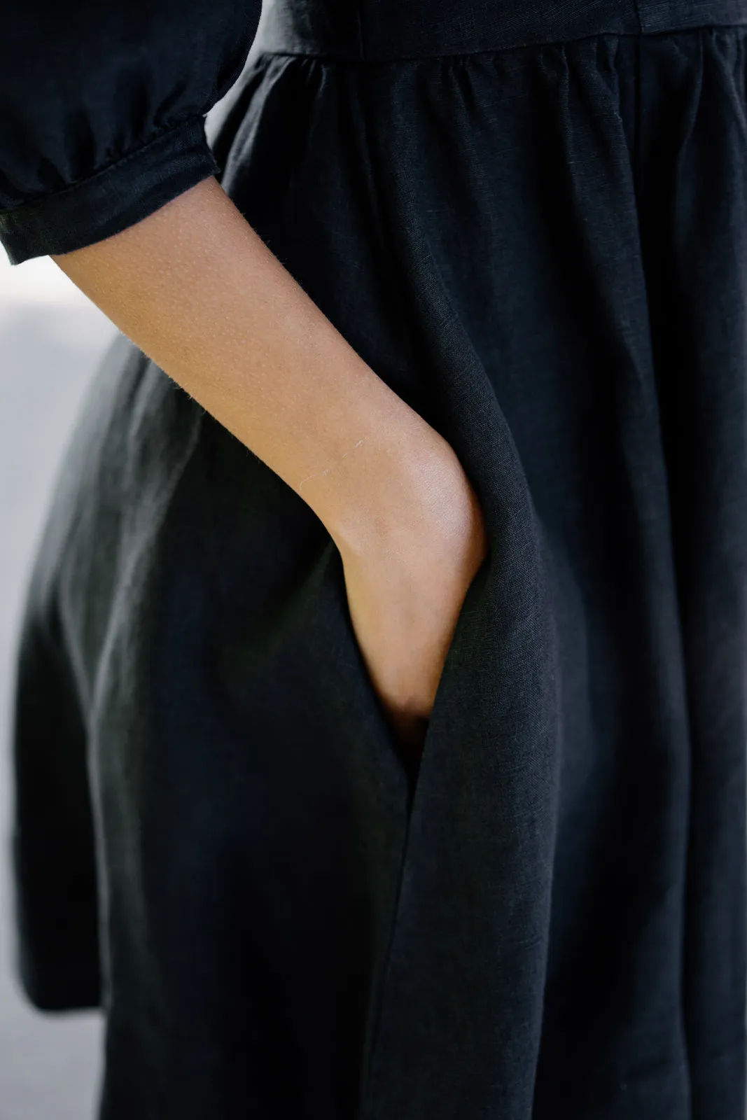 Mini Carmen Dress, 3/4 Sleeve, Black Pansy sold by Son de Flor product image thumbnail 4