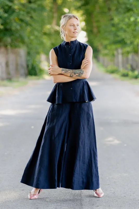 Maxi Catherine Trousers, Night Navy sold by Son de Flor