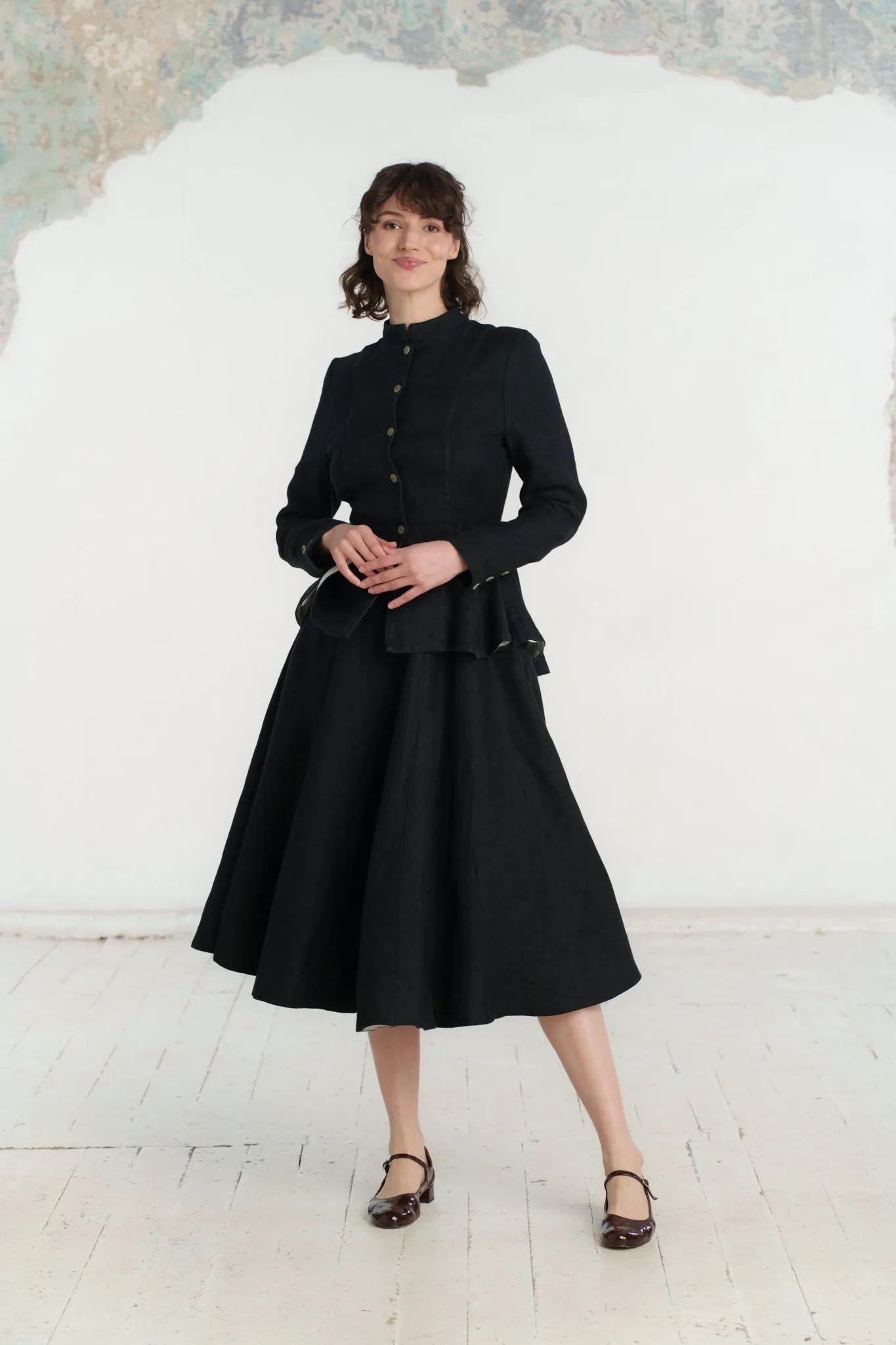 Peplum Jacket, Twill Linen, Black Pansy sold by Son de Flor product image thumbnail 5