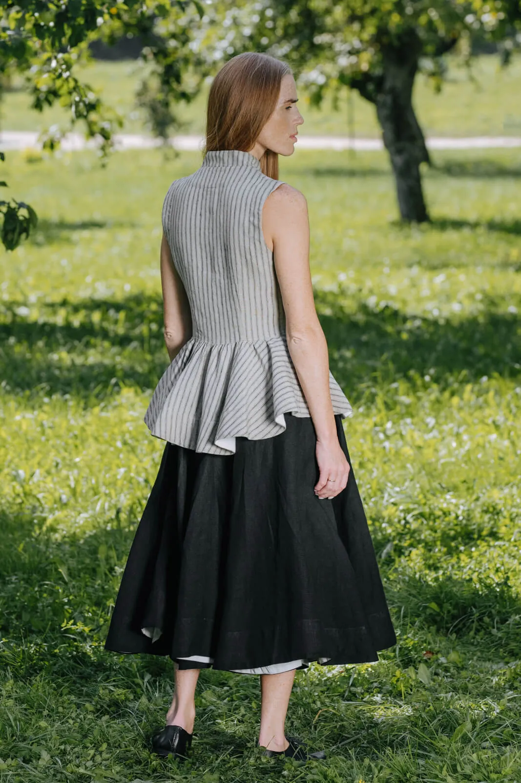 Peplum Vest, Sleeveless, Natural Stripe sold by Son de Flor product image thumbnail 5