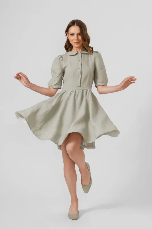 Mini Classic Dress, Puff Sleeve, Mint sold by Son de Flor