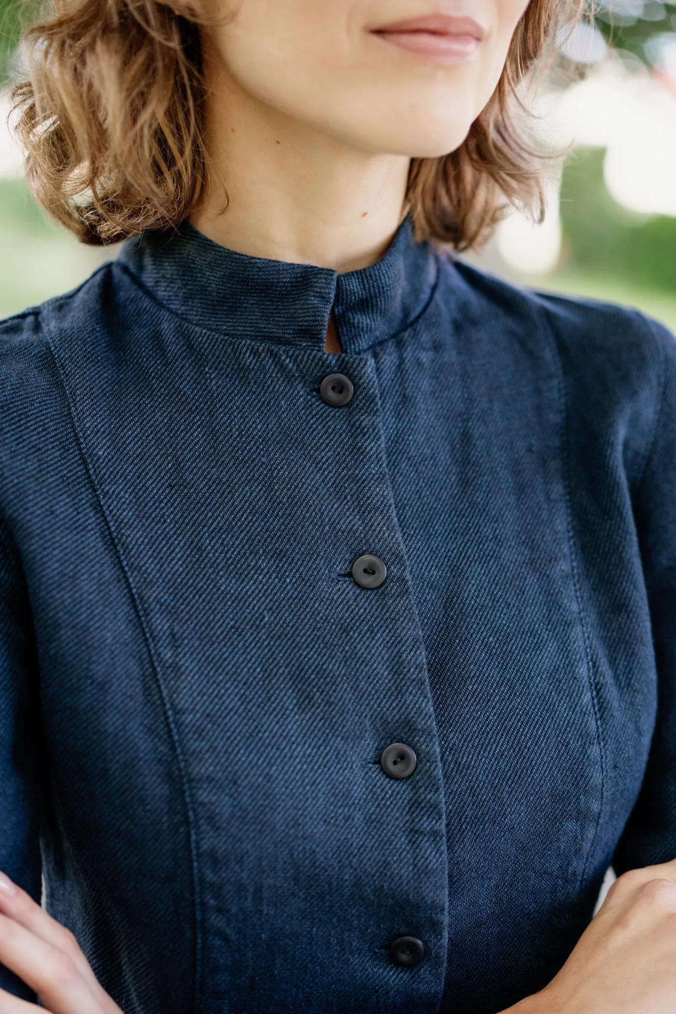 Peplum Jacket, Long Sleeve, Twill Linen, Night Navy sold by Son de Flor product image thumbnail 4