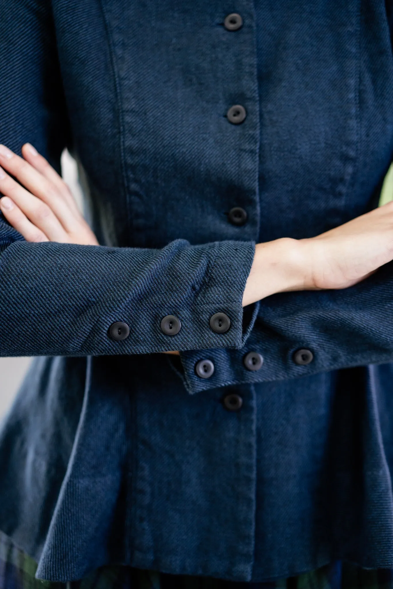 Peplum Jacket, Long Sleeve, Twill Linen, Night Navy sold by Son de Flor product image thumbnail 5