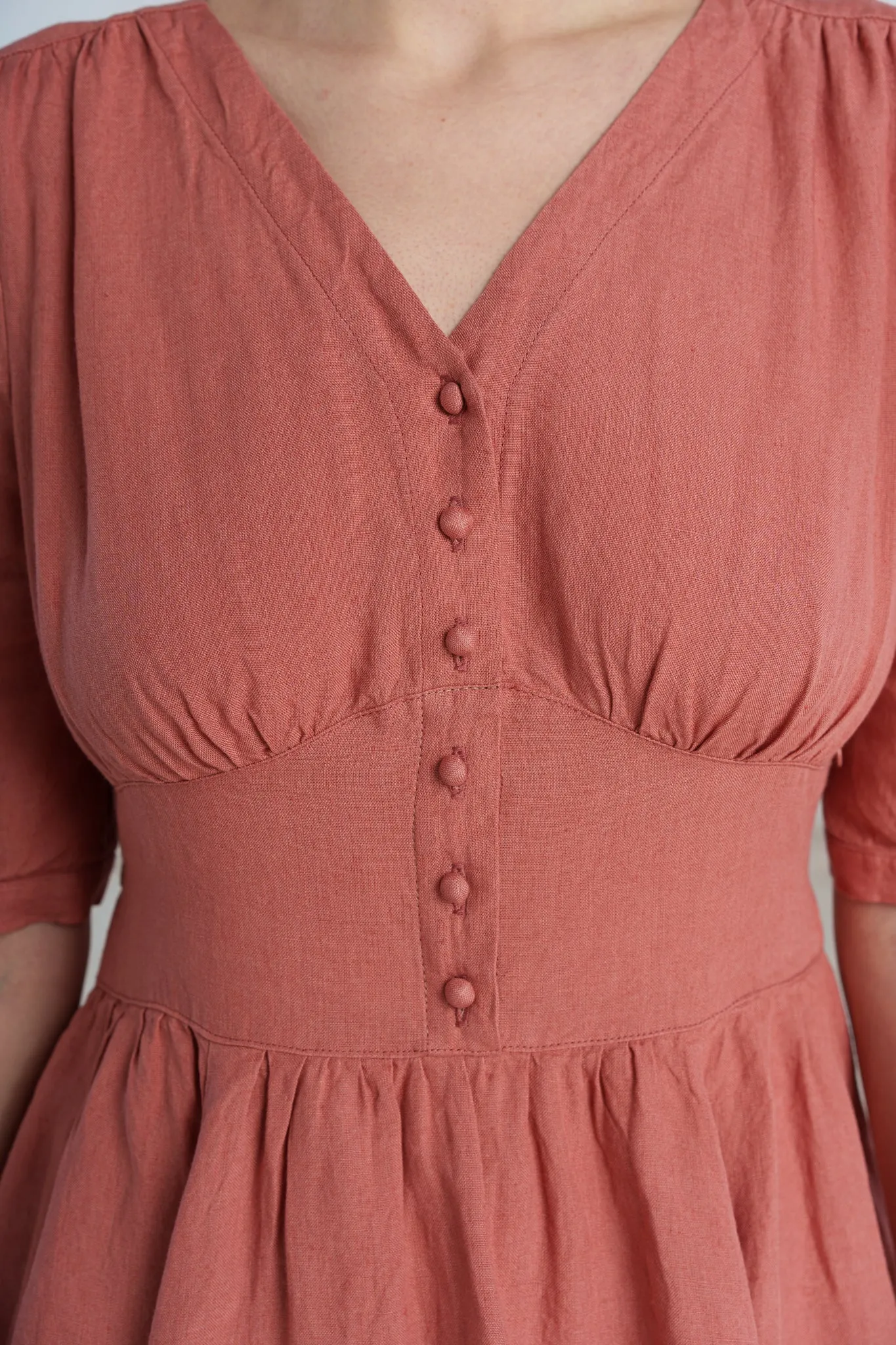 Diane Dress, Puffed Sleeve, Vintage Pink sold by Son de Flor product image thumbnail 5