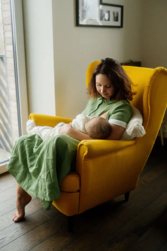 Classic Nursing Dress, Short Sleeve, Matcha Latte sold by Son de Flor