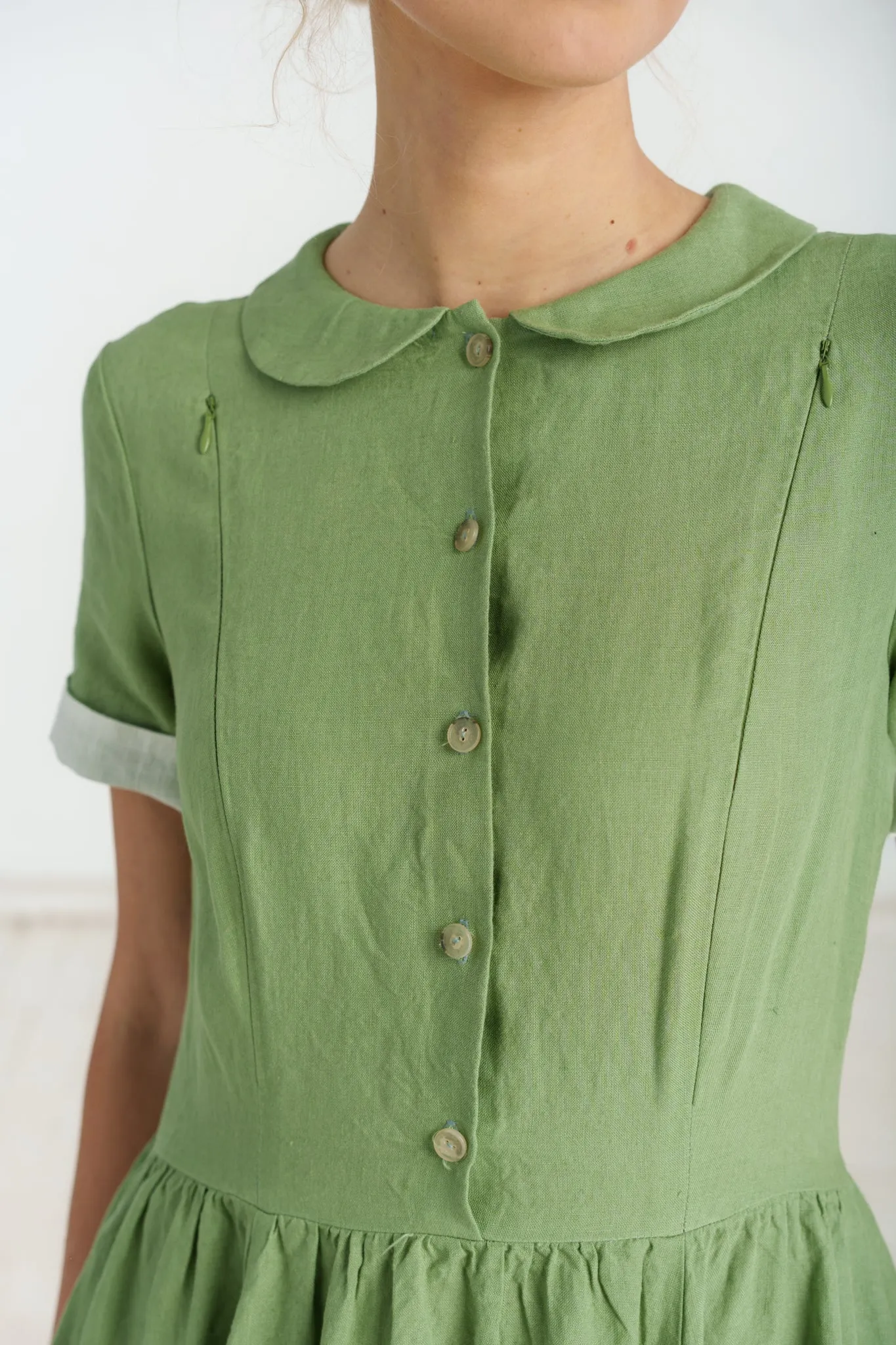 Classic Nursing Dress, Short Sleeve, Matcha Latte sold by Son de Flor product image thumbnail 3