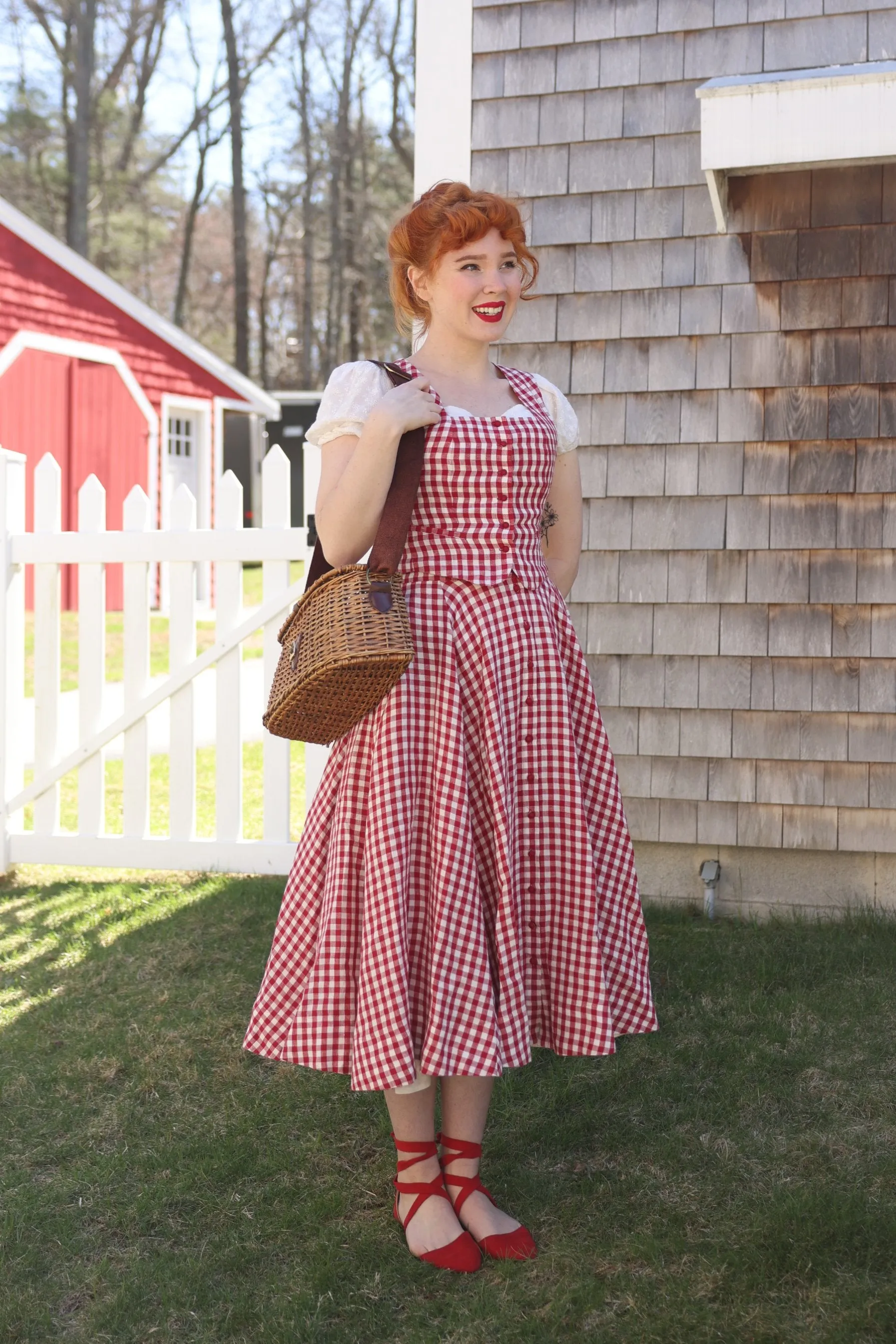 Second Breakfast Vest, Sleeveless, Red Gingham sold by Son de Flor product image thumbnail 3
